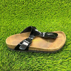Birkenstock Gizeh Birko Flor Womens Size 5 Black Casual T Strap Thong Sandals